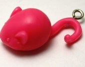 Handmade Pendant TINY PINK MOUSE figure Pendant Charm So cool for Kawaii Necklace Statement Jewelry