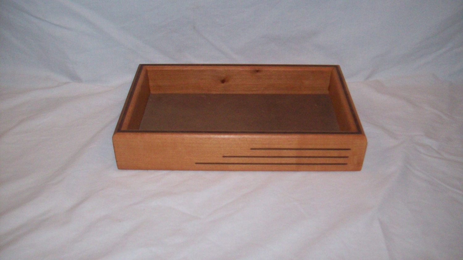 Fancy Cherry Art Deco Valet or Tray 9 1/4''x5 1 /2''x 1 3/4'' Handcrafted