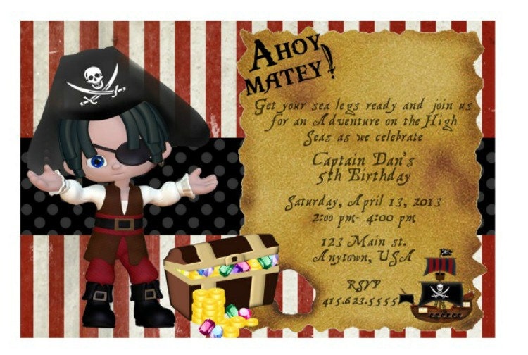 DIY Printable PDF Pirate Invitation Pirate Birthday