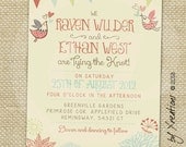 Cute Woodland Handwritten Typography Colorful - Customizable Invitation - DIY - Print your own