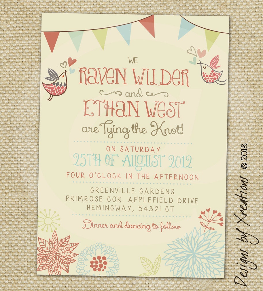 Cute Woodland Handwritten Typography Colorful - Customizable Invitation - DIY - Print your own