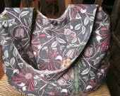 Retro vintage boho bag, William Morris fabric - fully reversible, 2 styles
