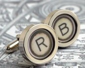 Vintage Typewriter Single Initial Monogrammed Cufflinks Steampunk Style