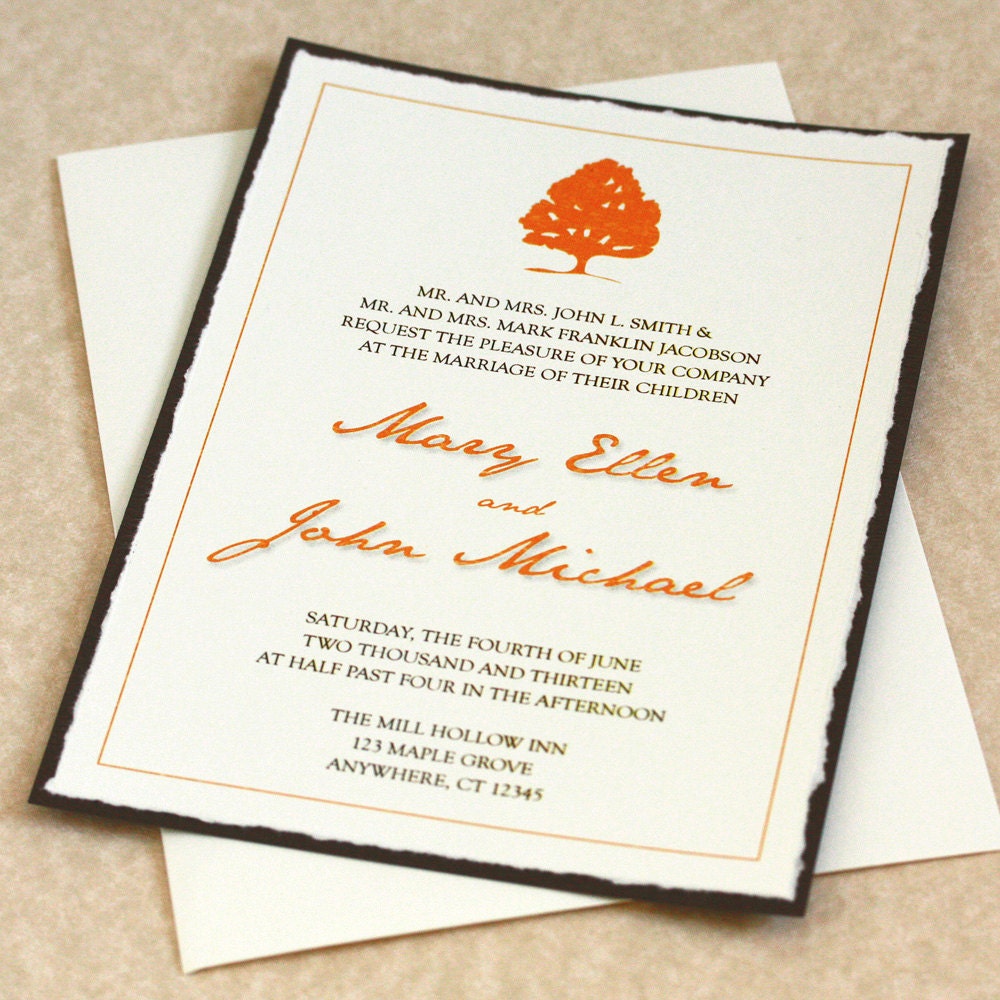 Maple Tree Silhouette Wedding Invitation, Deposit