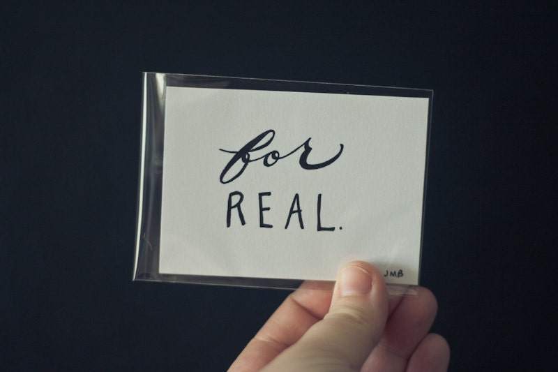 ATC, ACEO, Artist Trading Card, Miniature Art, For Real Quote, Get Real Quote, Funny Quote, Typography Original