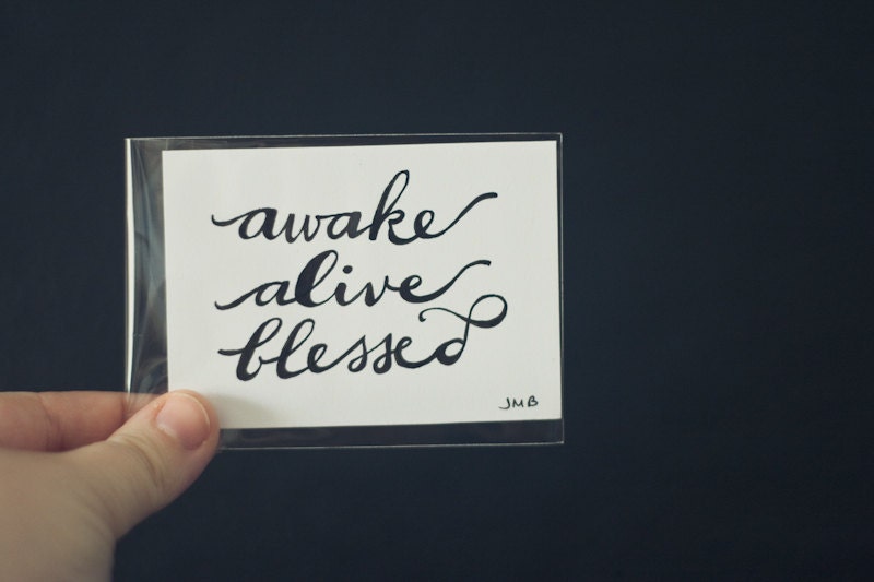 ATC, ACEO, Artist Trading Card, Miniature Art, Faith Quote, Awake Quote, Alive Quote, Blessed Quote, Typography Original