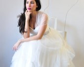 Sale-A-line Sweetheart Cap Sleeves Full tulle wedding dress gown-Size XS