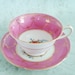 Pink and Gold Teacup and Saucer Set - Vintage Pink Tea Cups and Saucers