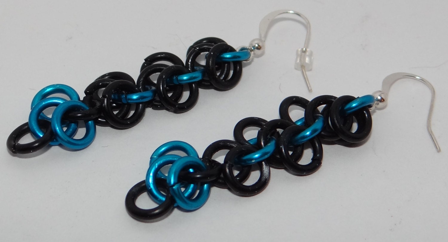 Blue and Black Shaggy Loop Earrings