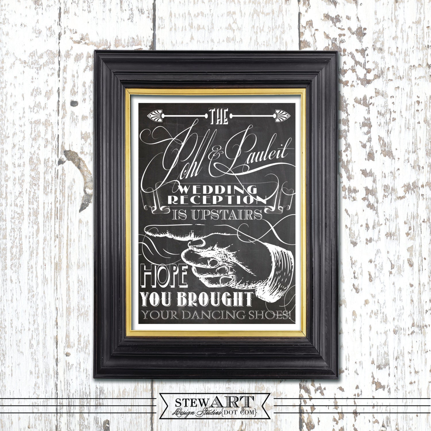 Personalized Vintage Wedding CHALKBOARD RECEPTION SIGN - Printable Digital Design Only
