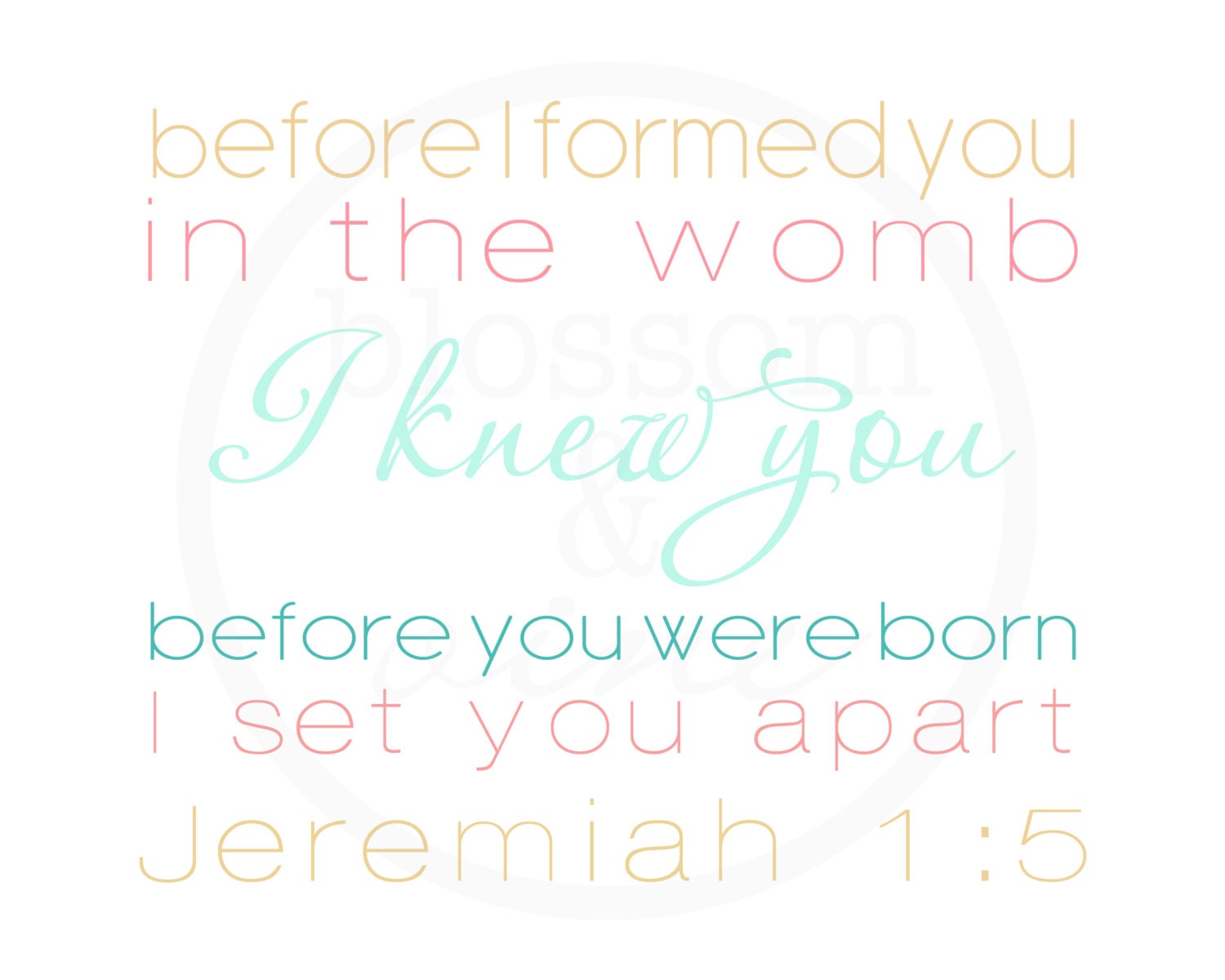 Set Apart- Jeremiah 1:5 10x8 Print-  (no.10 "Cotton Candy"). Printable child nursery artwork. Digital file instant download