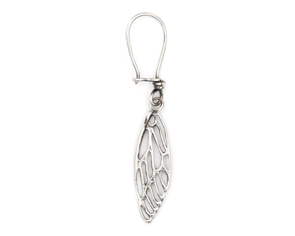 Sterling Silver Earrings - Cicada Wing - Silver Wing Earrings - Dangle Earrings - Dainty Earrings