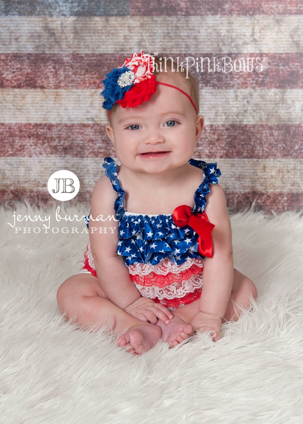 Baby Headband and Petti Lace Romper SET, 4th Of July Headband and Lace Petti Romper,Baby Headbans,Petti Romper,Patriotic Headband, romper.