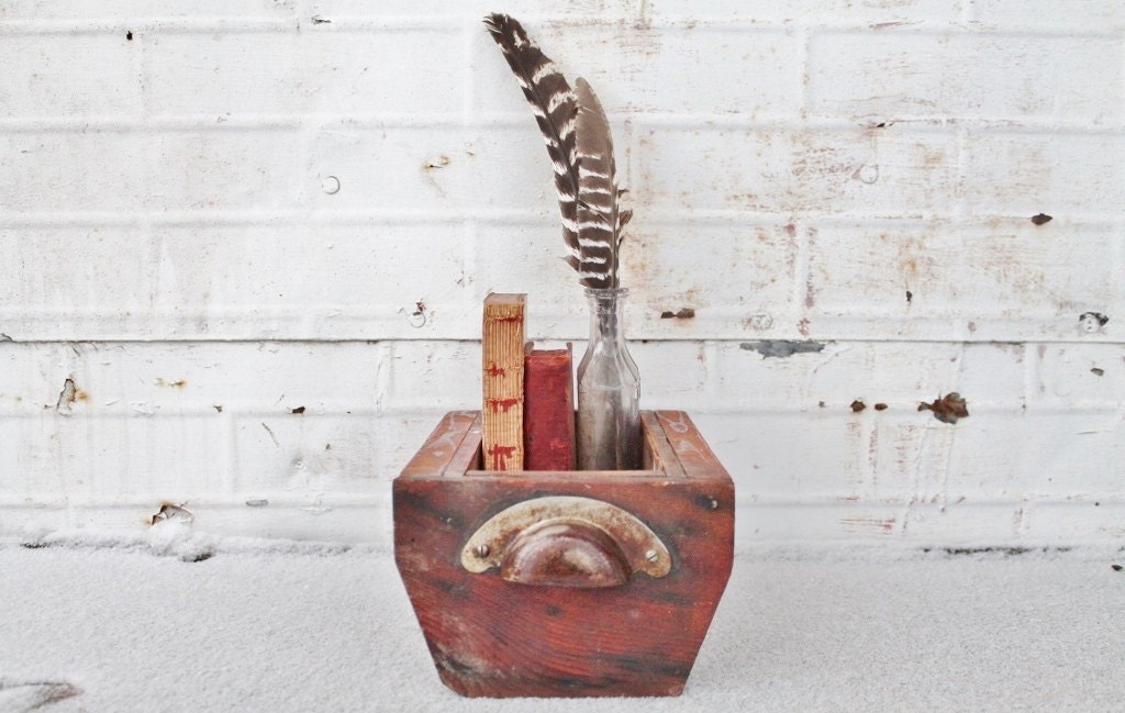 Antique Wooden Box Drawer with Drawer Pull