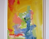 Abstract painting on paper no.76 by Kerry Steele double matted for 11x14 frame