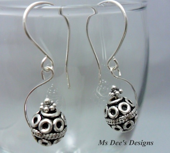Bali Earrings, Sterling Silver Round, Earrings, Dangle Earrings, Bali ... Bali Earrings, Sterling Silver Round, Earrings, Dangle Earrings, Bali ...