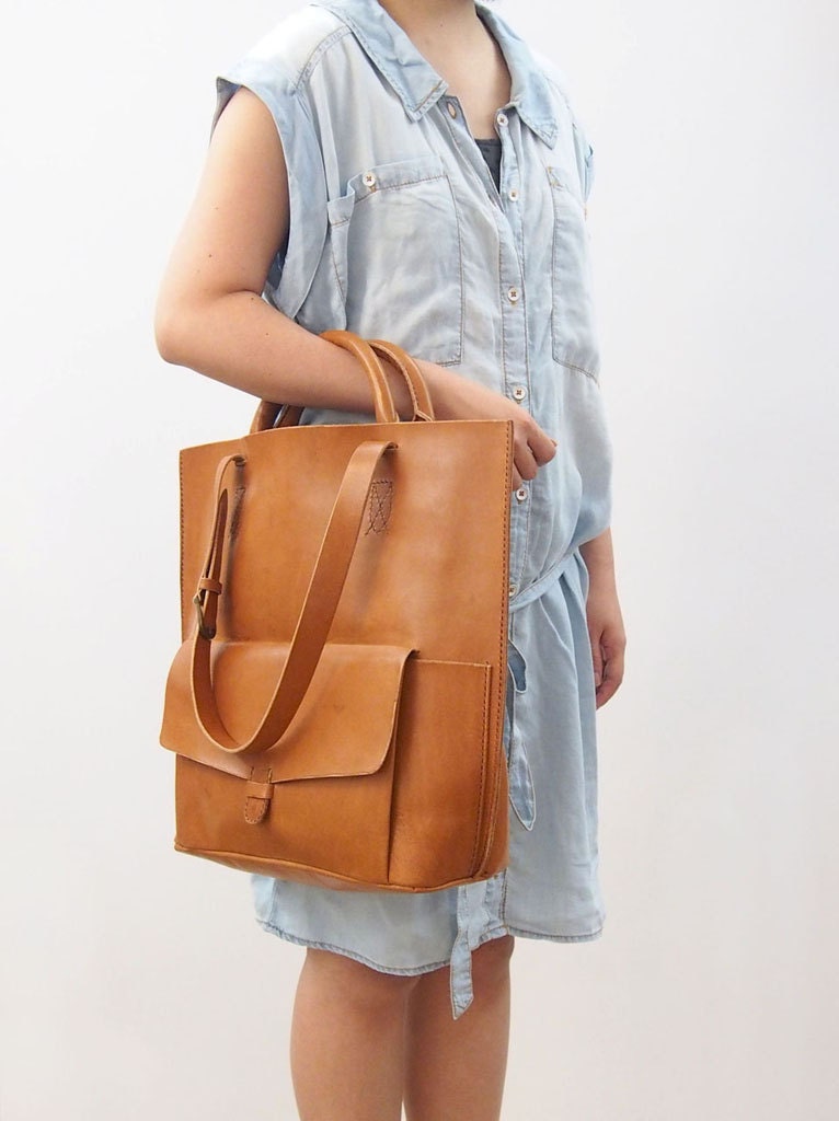 Personalized Tote Bag - Leather - Hand Stitched