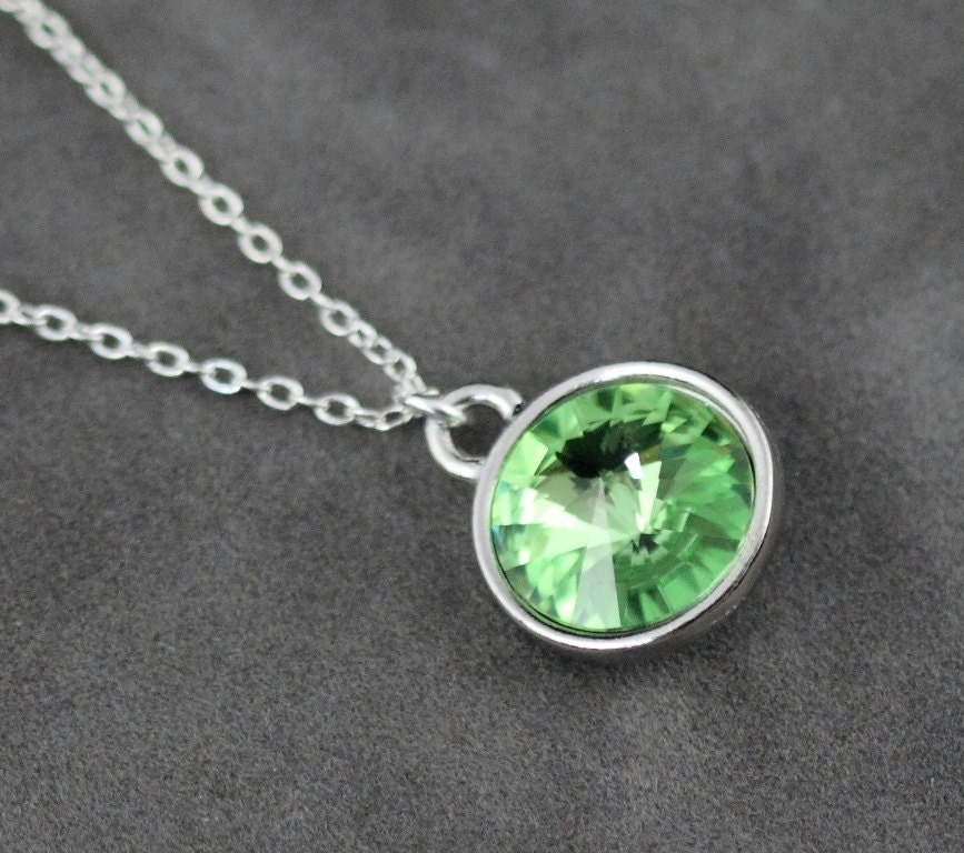 Peridot Necklace, August Birthstone Necklace, Silver, Pale Green Crystal Pendant, August Birthstone Jewelry, Peridot Jewelry