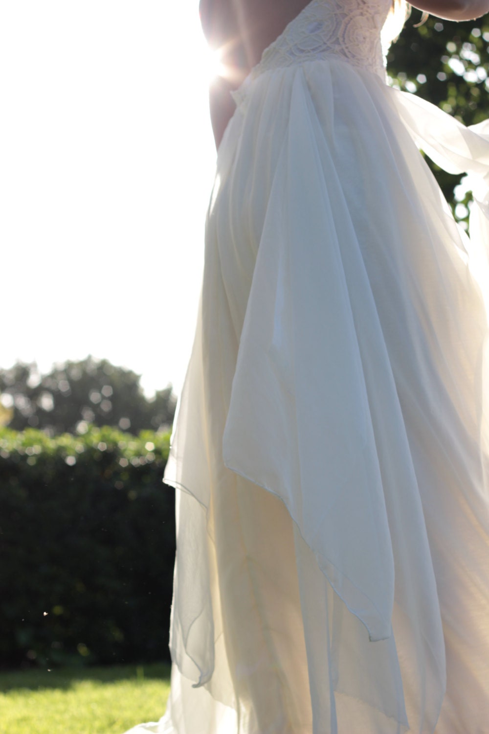 Wedding Dress Strapless  Bustier Chiffon and Lace Bohemian- Morella Gown