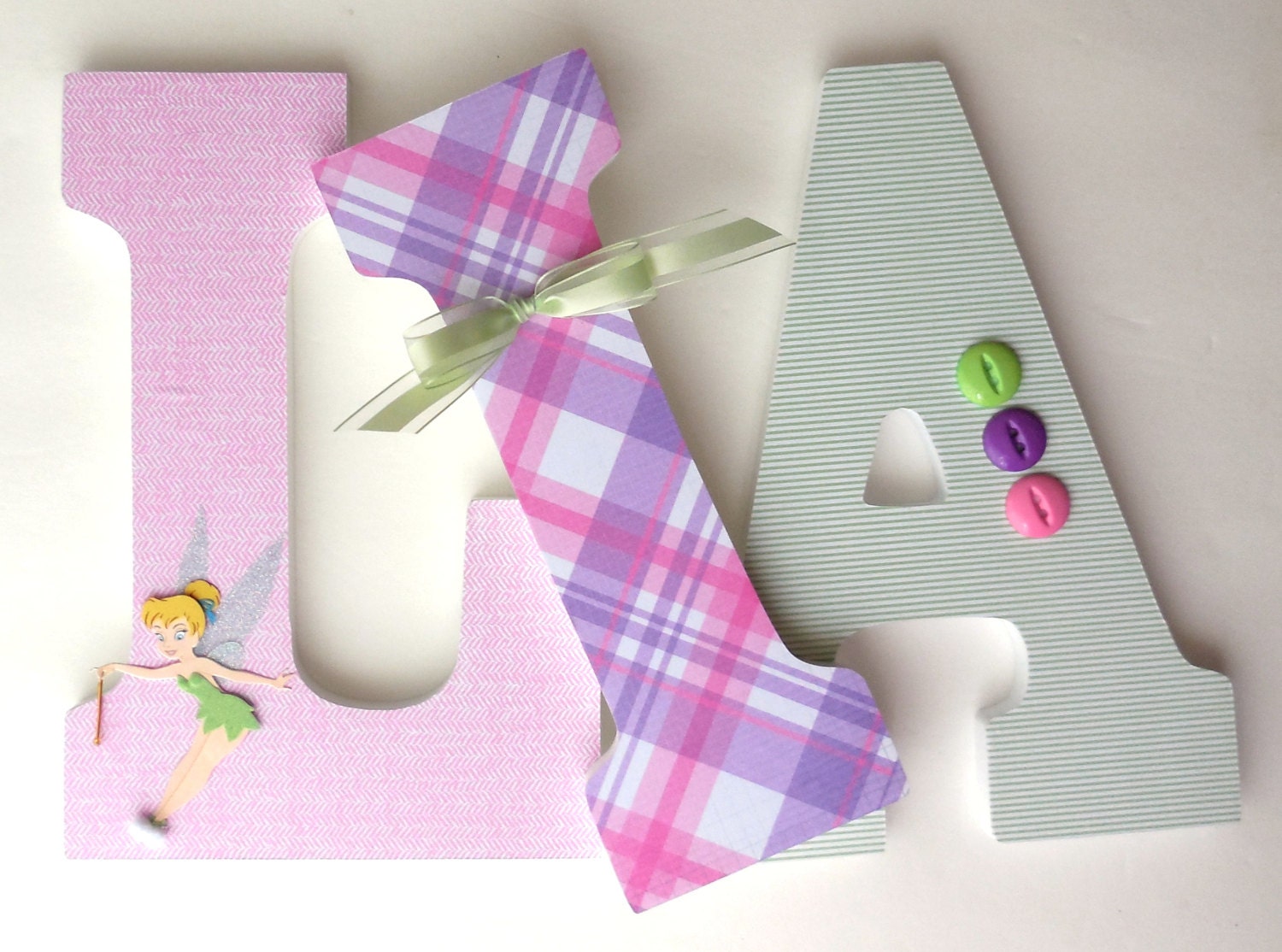 Custom Hand Decorated Wooden Letters TINKERBELL - Nursery Bedroom Home Décor, Wall Decorations, Wood Letters, Personalized Disney