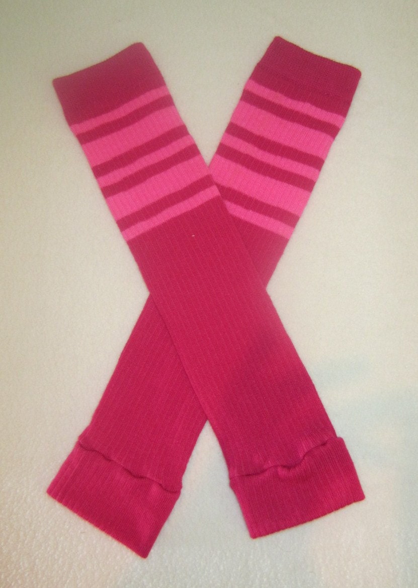 Leg/Arm Warmers - Baby Leggings - Pink with Light Pink Stripes