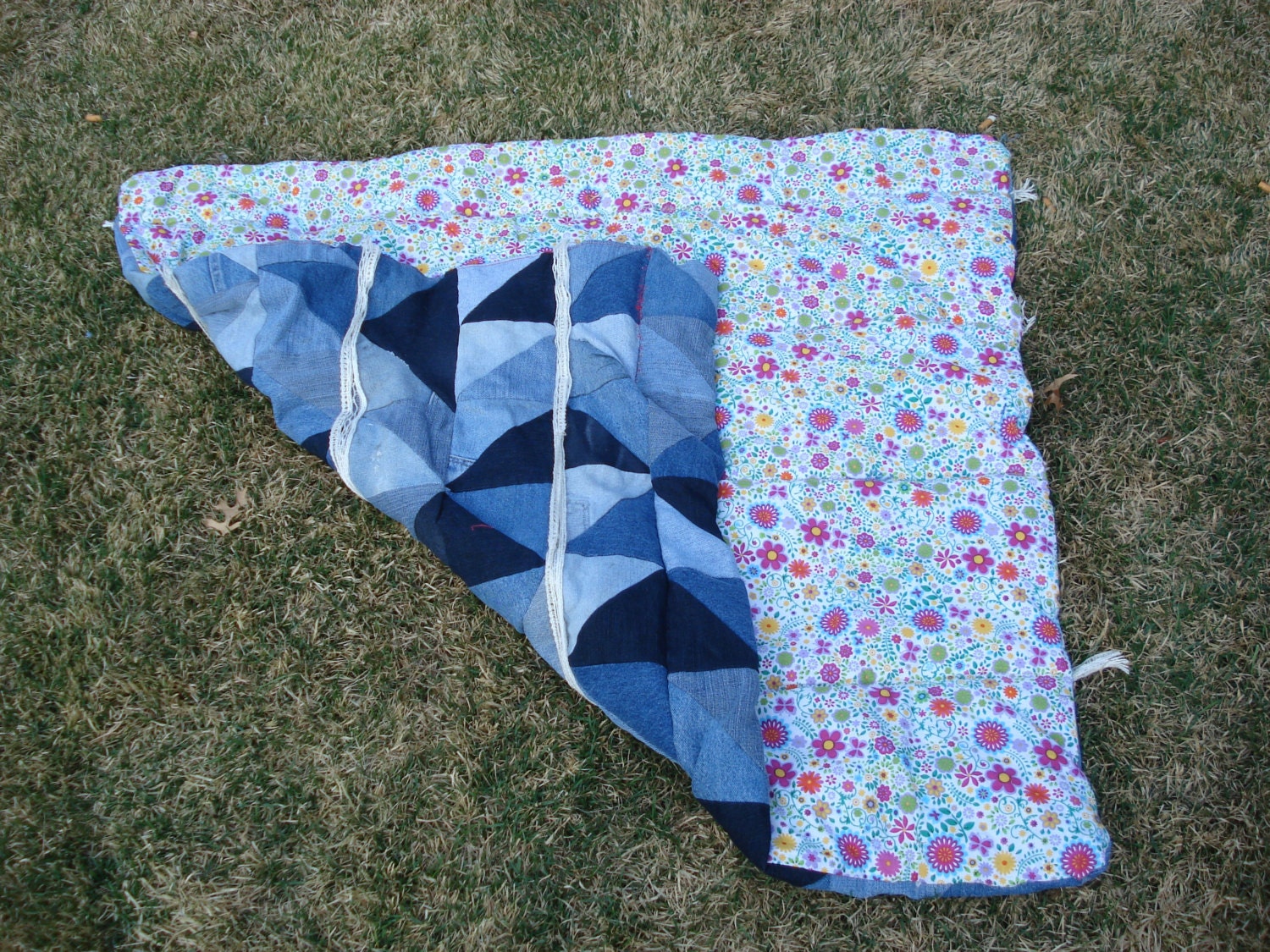 MADE TO ORDER Denim Throw Quilt or Bed for Pets