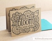 Bloom where you are planted - set of two kraft cards - choose envelope color