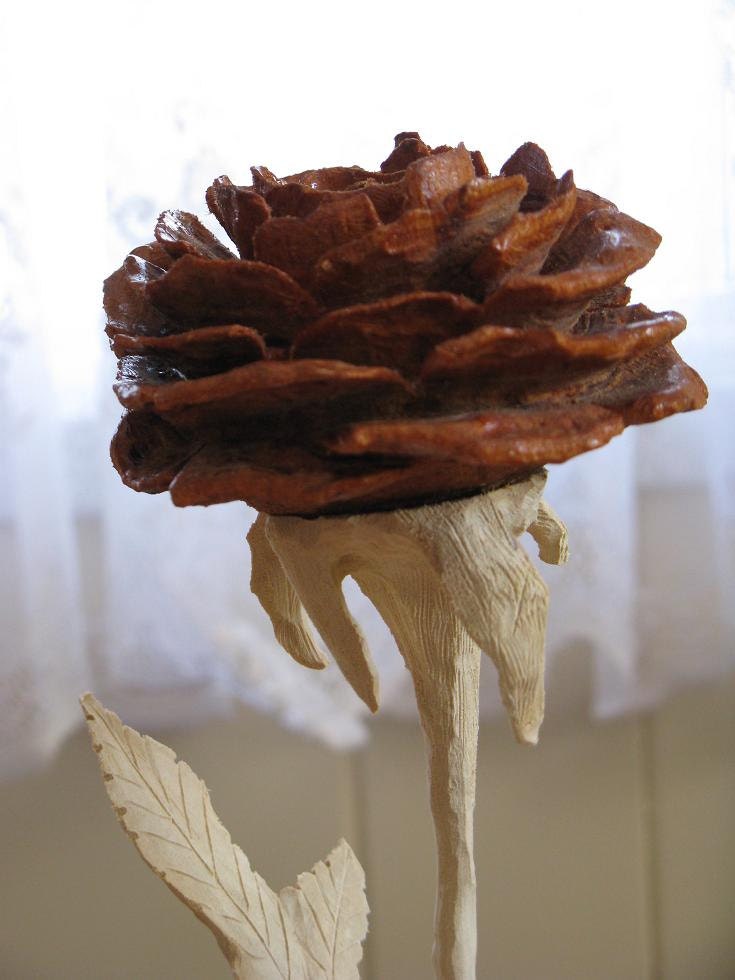 Carved Wood Rose-