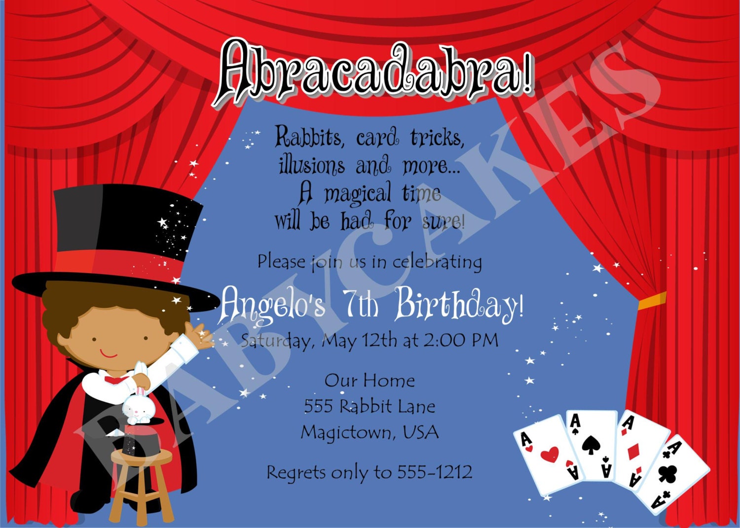 Magic Show Birthday Invitation - DIY Print Your Own - Matching Party Printables available