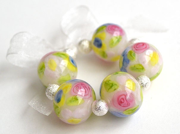 Lampwork Beads - Secret Garden Rounds Encased