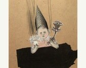 INFANT original collage mixed media figurative portrait  child