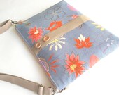 13 inch  MacBook or Laptop sleeve / Laptop bag, with attachable strap and zipper closure, Autumn blue corduroy, Design by BagyBags