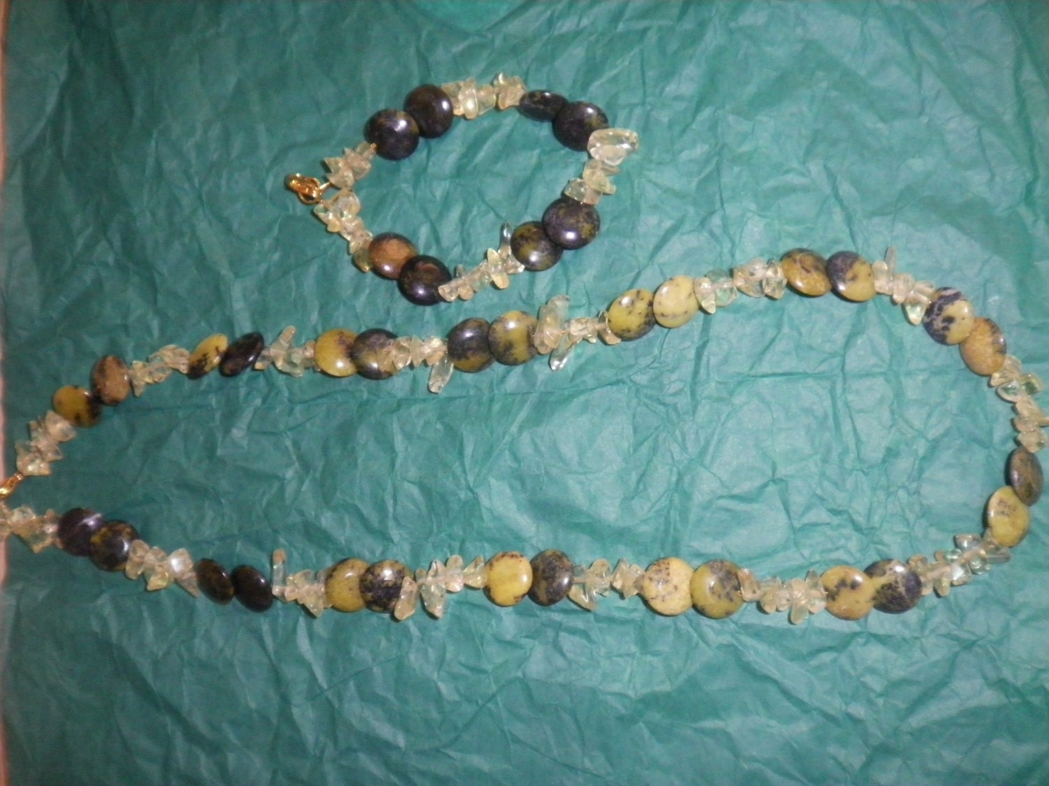 Yellow Turquoise Lentil gemstones Necklace and bracelet set