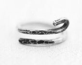 Silver Hammered Ring, Spiral Silver Ring, Adjustable Silver Ring, Oxidized Silver Ring