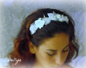 Bridal Headband White Sparkling Crown  With Crystals and pearls