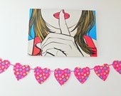 Pink and Red Fabric Flag Bunting, Valentine's Day Banner