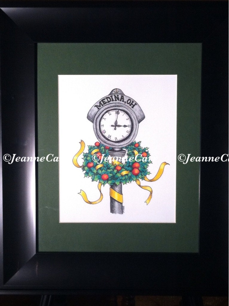 Medina Christmas Clock Original Drawing