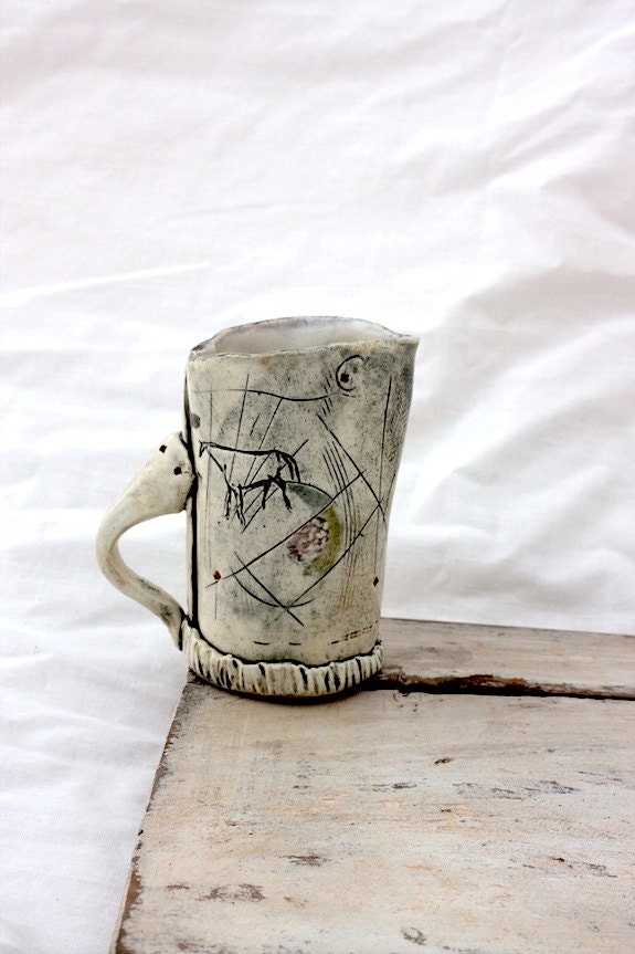 Ceramic Stoneware Creamer with Tilted Horse