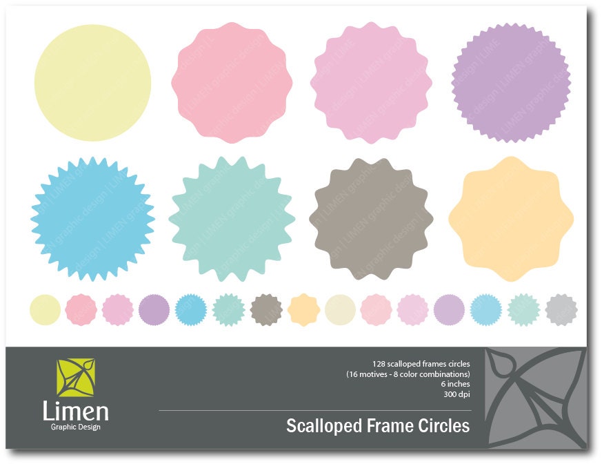 Circular Frames Clip Art - Pastel colors - Personal and Commercial Use