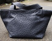 Large Black GENUINE Ostrich leather Triangle Tote Bag - Spectacular