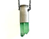 EMERALD CITY green aura crystal bullet necklace - hiyamoon