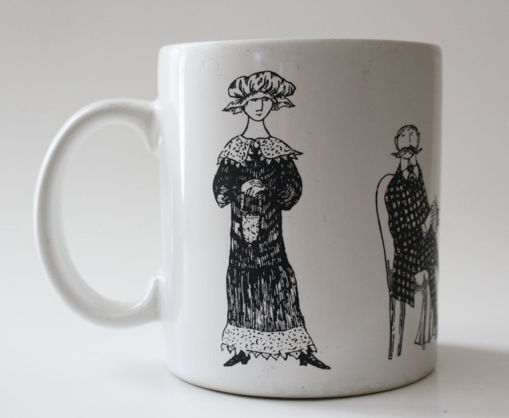 Vintage Edward Gorey Gothic PBS Masterpiece Mystery Theater Ceramic Coffee Mug Cup
