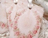 French Floral Wreath Gift Tags No 24A - Shabby - Paris - Roses - Vintage - Wedding - Shower - Embossed - Glitter - Buy 3 Get 1 Free