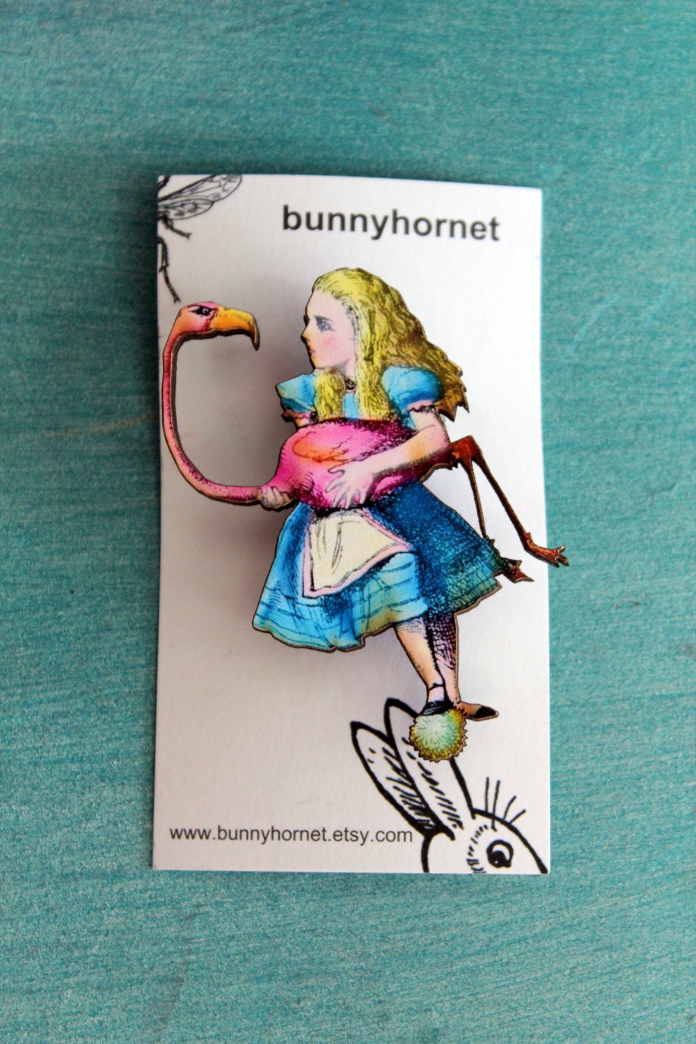 SALE HALF PRICE Alice in Wonderland Flamingo Croquet Brooch