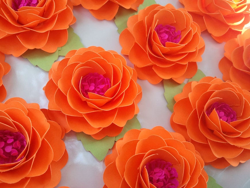 Handade Paper Flowers - Ruffled Rose - Set of 10 - Any Color - Weddings - Party Favors - Custom Colors Available - MADE TO ORDER Il_170x135