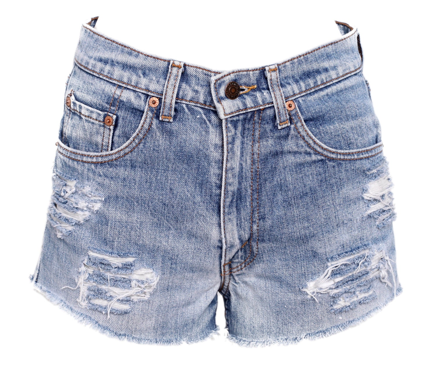 HARLEM relax fit high waisted distressed and frayed levis shorts