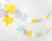 Baby Boy Star Garland - made with wool blend felt in modern lullaby calm tones, perfect for baby room or kids room