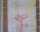 Giraffe Family  wood sign-SHIPS NEXT DAY Hand  Wood sign painted gift wedding custom design nature wall hanging