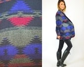 slouchy BOYFRIEND navajo NATIVE american geometric BLAZER bohemian jacket, small-medium