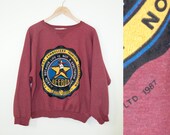 1987 REEBOK Sport Maroon Heathered Sweatshirt. Unisex. (S, M, L)